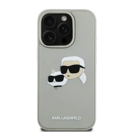 Husă spate Karl Lagerfeld 3D Rubber Double Heads pentru iPhone 16 Pro Max, bej