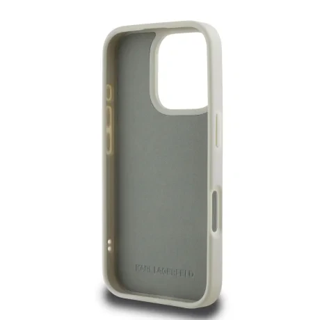 Husă spate Karl Lagerfeld 3D Rubber Double Heads pentru iPhone 16 Pro Max, bej
