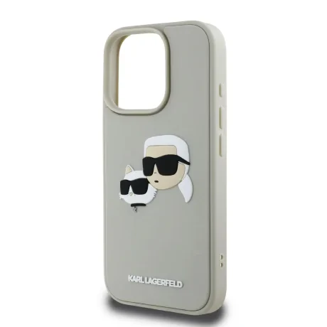 Husă spate Karl Lagerfeld 3D Rubber Double Heads pentru iPhone 16 Pro Max, bej