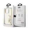 Husă spate Karl Lagerfeld cu logo PU și creț pentru iPhone 15 Pro Max, aurie