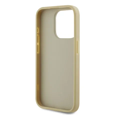 Husă spate Karl Lagerfeld cu logo PU și creț pentru iPhone 15 Pro Max, aurie