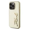Husă spate Karl Lagerfeld cu logo PU și creț pentru iPhone 15 Pro Max, aurie
