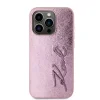 Husă spate Karl Lagerfeld cu logo PU și creț pentru iPhone 15 Pro Max, roz