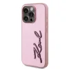 Husă spate Karl Lagerfeld cu logo PU și creț pentru iPhone 15 Pro Max, roz