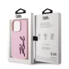 Husă spate Karl Lagerfeld cu logo PU și creț pentru iPhone 15 Pro Max, roz