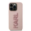 Husă spate Karl Lagerfeld cu logo sclipici 3D din cauciuc Karl pentru iPhone 15 Pro Max, roz