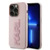 Husă spate Karl Lagerfeld cu logo sclipici 3D din cauciuc Karl pentru iPhone 15 Pro Max, roz