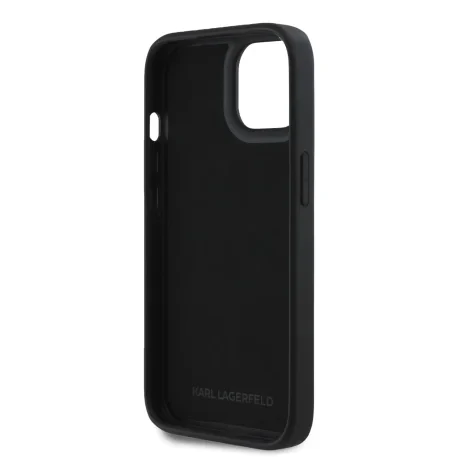 Husă spate Karl Lagerfeld cu logo sclipici 3D din cauciuc pentru iPhone 13, neagră
