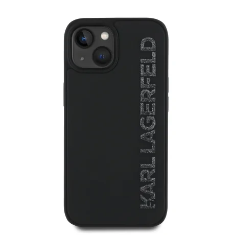Husă spate Karl Lagerfeld cu logo sclipici 3D din cauciuc pentru iPhone 13, neagră