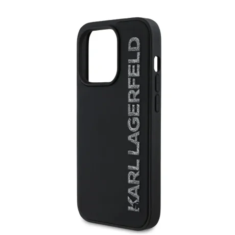 Husă spate Karl Lagerfeld cu logo sclipici 3D din cauciuc pentru iPhone 13 Pro, neagră
