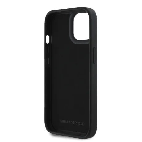 Husă spate Karl Lagerfeld cu logo sclipici 3D din cauciuc pentru iPhone 14, neagră