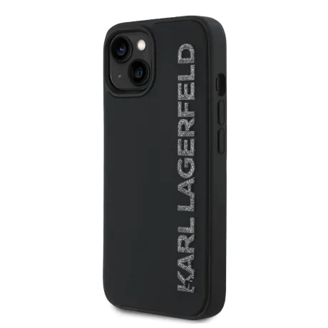 Husă spate Karl Lagerfeld cu logo sclipici 3D din cauciuc pentru iPhone 14, neagră