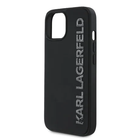 Husă spate Karl Lagerfeld cu logo sclipici 3D din cauciuc pentru iPhone 14, neagră