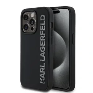 Husă spate Karl Lagerfeld cu logo sclipici 3D din cauciuc pentru iPhone 14 Pro, neagră