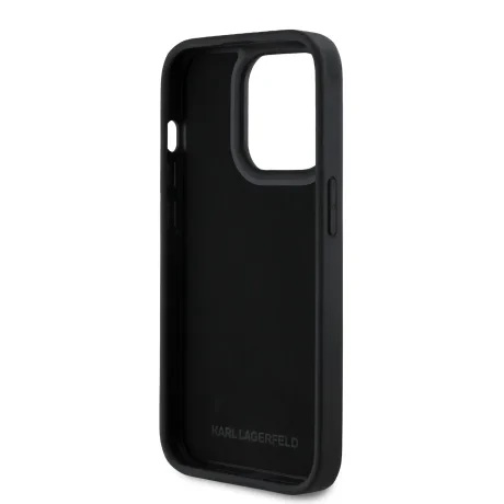 Husă spate Karl Lagerfeld cu logo sclipici 3D din cauciuc pentru iPhone 14 Pro, neagră