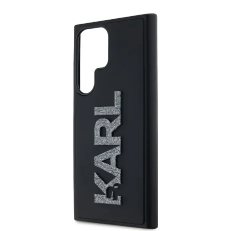 Husă spate Karl Lagerfeld cu logo sclipici 3D din cauciuc pentru Samsung Galaxy S24 Ultra, neagră