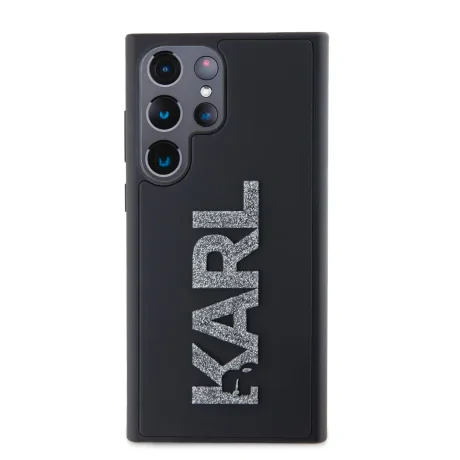 Husă spate Karl Lagerfeld cu logo sclipici 3D din cauciuc pentru Samsung Galaxy S24 Ultra, neagră