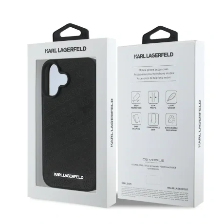 Husă spate Karl Lagerfeld cu model matlasat din PU pentru iPhone 16, neagră