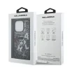 Husă spate Karl Lagerfeld cu sclipici lichid și împrăștiere Choupette pentru iPhone 16 Pro Max, neagră