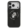 Husă spate Karl Lagerfeld din silicon lichid Karl and Choupette MagSafe pentru iPhone 17 Pro Max, neagră