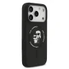 Husă spate Karl Lagerfeld din silicon lichid Karl and Choupette MagSafe pentru iPhone 17 Pro Max, neagră