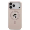 Husă spate Karl Lagerfeld din silicon lichid Karl and Choupette MagSafe pentru iPhone 17 Pro Max, roz
