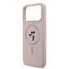Husă spate Karl Lagerfeld din silicon lichid Karl and Choupette MagSafe pentru iPhone 17 Pro Max, roz