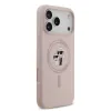 Husă spate Karl Lagerfeld din silicon lichid Karl and Choupette MagSafe pentru iPhone 17 Pro Max, roz