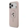 Husă spate Karl Lagerfeld din silicon lichid Karl and Choupette MagSafe pentru iPhone 17 Pro Max, roz