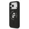 Husă spate Karl Lagerfeld din silicon lichid Karl and Choupette MagSafe pentru iPhone 17 Pro, neagră