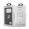 Husă spate Karl Lagerfeld din silicon lichid Karl and Choupette MagSafe pentru iPhone 17 Pro, neagră