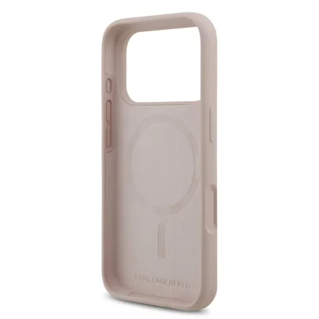 Husă spate Karl Lagerfeld din silicon lichid Karl and Choupette MagSafe pentru iPhone 17 Pro, roz