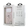 Husă spate Karl Lagerfeld din silicon lichid Karl and Choupette MagSafe pentru iPhone 17 Pro, roz