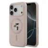 Husă spate Karl Lagerfeld din silicon lichid Karl and Choupette MagSafe pentru iPhone 17 Pro, roz