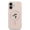 Husă spate Karl Lagerfeld din silicon lichid Karl and Choupette MagSafe pentru iPhone 17, roz