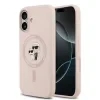 Husă spate Karl Lagerfeld din silicon lichid Karl and Choupette MagSafe pentru iPhone 17, roz