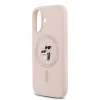 Husă spate Karl Lagerfeld din silicon lichid Karl and Choupette MagSafe pentru iPhone 17, roz