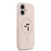 Husă spate Karl Lagerfeld din silicon lichid Karl and Choupette MagSafe pentru iPhone 17, roz