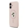 Husă spate Karl Lagerfeld din silicon lichid Karl and Choupette MagSafe pentru iPhone 17, roz