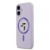 Husă spate Karl Lagerfeld din silicon lichid Karl and Choupette MagSafe pentru iPhone 17, violet