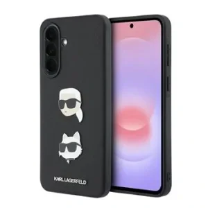 Husa spate Karl Lagerfeld din silicon lichid, model Karl and Choupette, neagră, pentru Samsung Galaxy A37