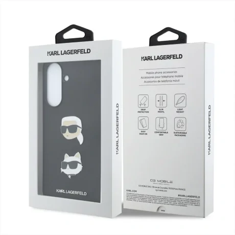 Husa spate Karl Lagerfeld din silicon lichid, model Karl and Choupette, neagră, pentru Samsung Galaxy A37