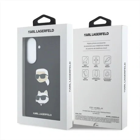 Husa spate Karl Lagerfeld din silicon lichid, model Karl and Choupette, neagră, pentru Samsung Galaxy A57