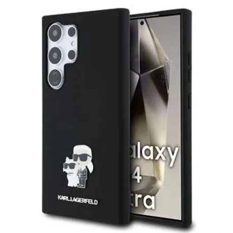 Husa spate Karl Lagerfeld din silicon lichid, model Karl and Choupette, neagră, pentru Samsung Galaxy S24 Ultra