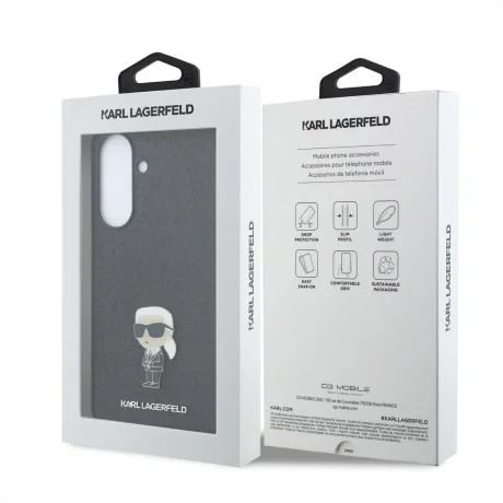 Husă spate Karl Lagerfeld Fixed Glitter Metal Ikonic pentru Samsung Galaxy A37 Negru