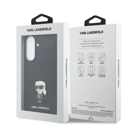 Husă spate Karl Lagerfeld Fixed Glitter Metal Ikonic pentru Samsung Galaxy A57 Negru