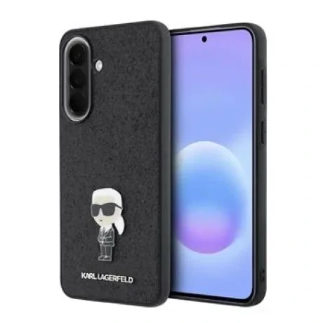 Husă spate Karl Lagerfeld Fixed Glitter Metal Ikonic pentru Samsung Galaxy A57 Negru
