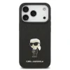 Husă spate Karl Lagerfeld Fixed Glitter Metal Ikonik pentru iPhone 17 Pro, neagră