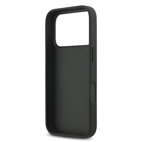 Husă spate Karl Lagerfeld Fixed Glitter Metal Ikonik pentru iPhone 17 Pro, neagră