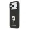 Husă spate Karl Lagerfeld Fixed Glitter Metal Ikonik pentru iPhone 17 Pro, neagră